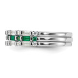 Sterling Silver Rhodium-plated Green and White CZ 3 Ring Set - QR-A1B30BC8-7482