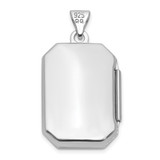 Sterling Silver Rhodium-plated Half Point Diamond Flower And Star 20mm Rectangle Locket