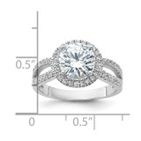 Sterling Silver Rhodium-plated Halo 8mm Center CZ Ring - QR-6C575A47-8321