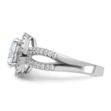 Sterling Silver Rhodium-plated Halo 8mm Center CZ Ring - QR-D0CBAAB6-2112