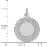 Sterling Silver Rhodium-plated Happy Birthday Disc Charm - QC-DA2E761D-7368