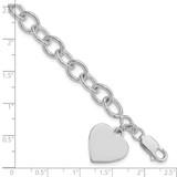 Sterling Silver Rhodium-plated Heart Fancy Link Bracelet - QG-B2216482-8149