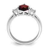 Sterling Silver Rhodium-plated Heart Garnet & White Topaz Ring - QR-4F8788DC-1929