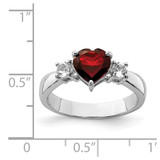 Sterling Silver Rhodium-plated Heart Garnet & White Topaz Ring - QR-4F8788DC-1929