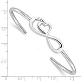 Sterling Silver Rhodium-plated Heart Infinity Symbol Cuff Bangle