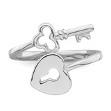 Sterling Silver Rhodium-plated Heart Lock & Key Toe Ring