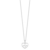 Sterling Silver Rhodium-plated Heartbeat in Heart 16in w/2in Ext Necklace