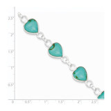 Sterling Silver Rhodium-plated Heart-shaped Turquoise Bracelet