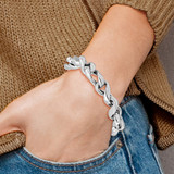 Sterling Silver Rhodium-plated Hollow Link 7.5in w/.5in Ext Bracelet