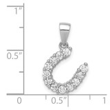 Sterling Silver Rhodium-plated Horseshoe CZ Pendant