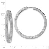 Sterling Silver Rhodium-plated In and Out CZ Pave 3.7 x 39mm Hinged Hoop Earrings