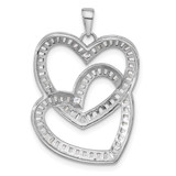 Sterling Silver Rhodium-plated Intertwined CZ Hearts Pendant