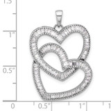 Sterling Silver Rhodium-plated Intertwined CZ Hearts Pendant