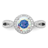 Sterling Silver Rhodium-plated Iridescent CZ Halo Ring - QR-04BB5650-4974
