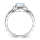 Sterling Silver Rhodium-plated Iridescent CZ Halo Ring - QR-A50D9A66-7760