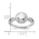 Sterling Silver Rhodium-plated Iridescent CZ Halo Ring - QR-D4D53E0B-3211