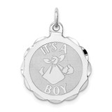 Sterling Silver Rhodium-plated Its a Boy Charm - QC-AFE742AD-7956