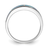Sterling Silver Rhodium-plated Lab Created Blue Opal Inlay Band - QR-EB39341B-8846