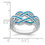 Sterling Silver Rhodium-plated Lab Created Blue Opal Inlay Celtic Knot Ring - QR-7CD8FEDC-8974