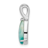Sterling Silver Rhodium-plated Lab Created Larimar Teardrop Pendant