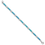 Sterling Silver Rhodium-plated Lab Created Opal Bars 7 inch Bracelet