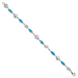 Sterling Silver Rhodium-plated Lab Created Opal Sea Life 7 inch Bracelet