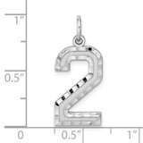 Sterling Silver Rhodium-plated Large Diamond-cut #2 Charm