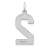 Sterling Silver Rhodium-plated Large Diamond-cut #2 Charm