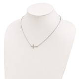 Sterling Silver Rhodium-plated Large Sideways Cross Necklace - QG-97CEDD42-1891