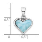 Sterling Silver Rhodium-plated Larimar Heart Pendant - QP-1F1C725C-8680