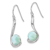 Sterling Silver Rhodium-plated Larimar Swirl Dangle Earrings