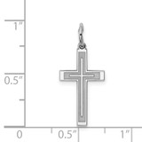 Sterling Silver Rhodium-plated Laser Designed Cross Charm - QX-55B25077-7250