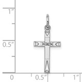 Sterling Silver Rhodium-plated Laser Designed Cross Charm - QX-87EB164C-9533