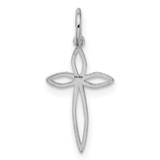 Sterling Silver Rhodium-plated Laser Designed Cross Charm - QX-B0AED32A-5542
