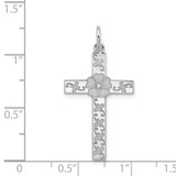Sterling Silver Rhodium-plated Laser Designed Cross Pendant - QX-11F3F98D-9528