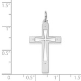 Sterling Silver Rhodium-plated Laser Designed Cross Pendant - QX-23BA0629-3830