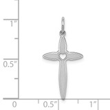 Sterling Silver Rhodium-plated Laser Designed Cross Pendant - QX-93D551EC-4206