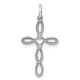 Sterling Silver Rhodium-plated Laser Designed Cross Pendant - QX-96FB3DF2-1093