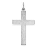 Sterling Silver Rhodium-plated Laser Designed Cross Pendant - QX-B786E270-9782