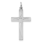 Sterling Silver Rhodium-plated Laser Designed Cross Pendant - QX-C061E45A-3666