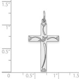 Sterling Silver Rhodium-plated Laser Designed Cross Pendant - QX-C061E45A-3666