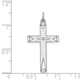 Sterling Silver Rhodium-plated Laser Designed Cross Pendant - QX-D6AB682A-7581