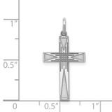 Sterling Silver Rhodium-plated Laser Designed Cross Pendant - QX-E8E159B2-3492