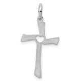 Sterling Silver Rhodium-plated Laser Designed Cross Pendant - QX-F36149E1-9901