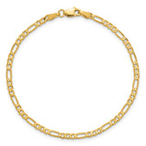 14K 7 inch 2.75mm Flat Figaro with Lobster Clasp Bracelet