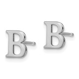 Sterling Silver Rhodium-plated Letter B Initial Post Earrings