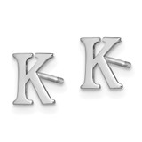 Sterling Silver Rhodium-plated Letter K Initial Post Earrings