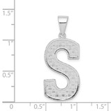 Sterling Silver Rhodium-plated Letter S Initial Pendant - QC-A2179AFB-9241