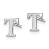 Sterling Silver Rhodium-plated Letter T Initial Post Earrings
