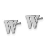 Sterling Silver Rhodium-plated Letter W Initial Post Earrings